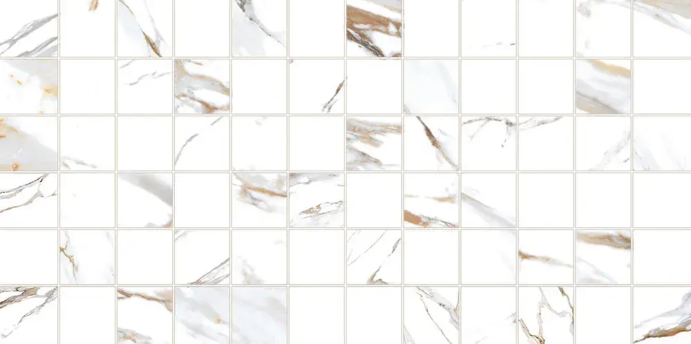 Настенная плитка ALMA Ceramica TWU09DKT014 Dakota 50x24.9 белая глянцевая рельефная под мозаику