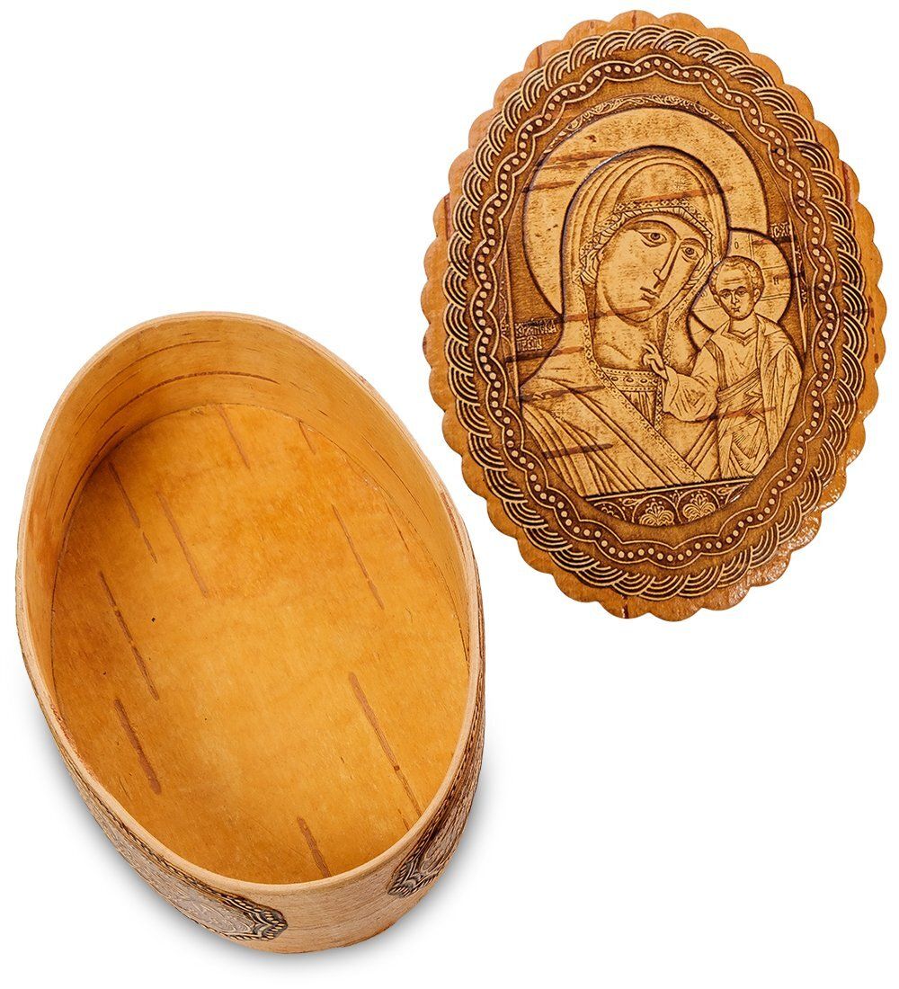 BST-110/ 4 Шкатулка «Пресвятая Богородица Казанская» (береста)