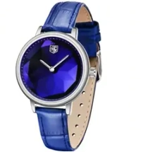 Часы наручные кварцевые BENYAR на кожаном ремешке, серебристый/синий W10680-01