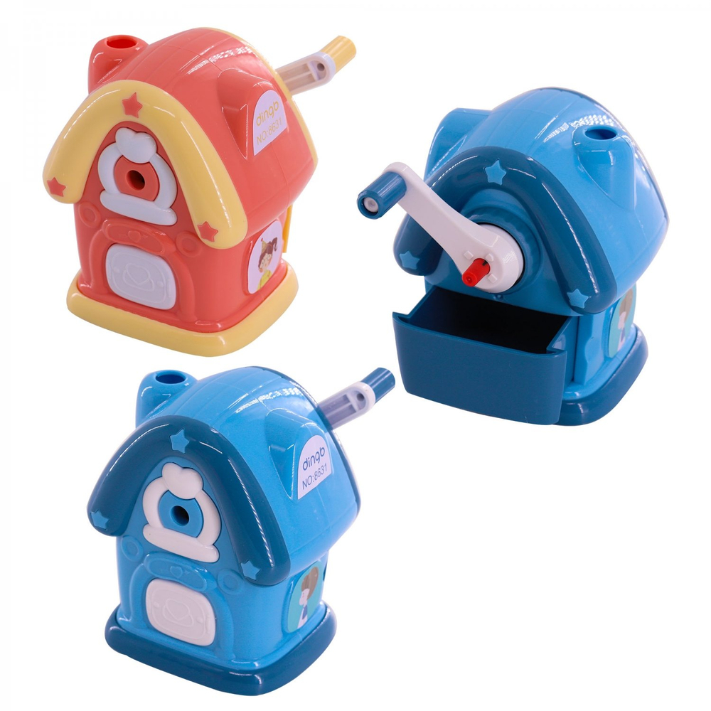 Точилка механическая Alingar, "Домик", 1 отверстие, пластиковый корпус, цвета ассорти, инд. упаковка, 100*115*107 мм