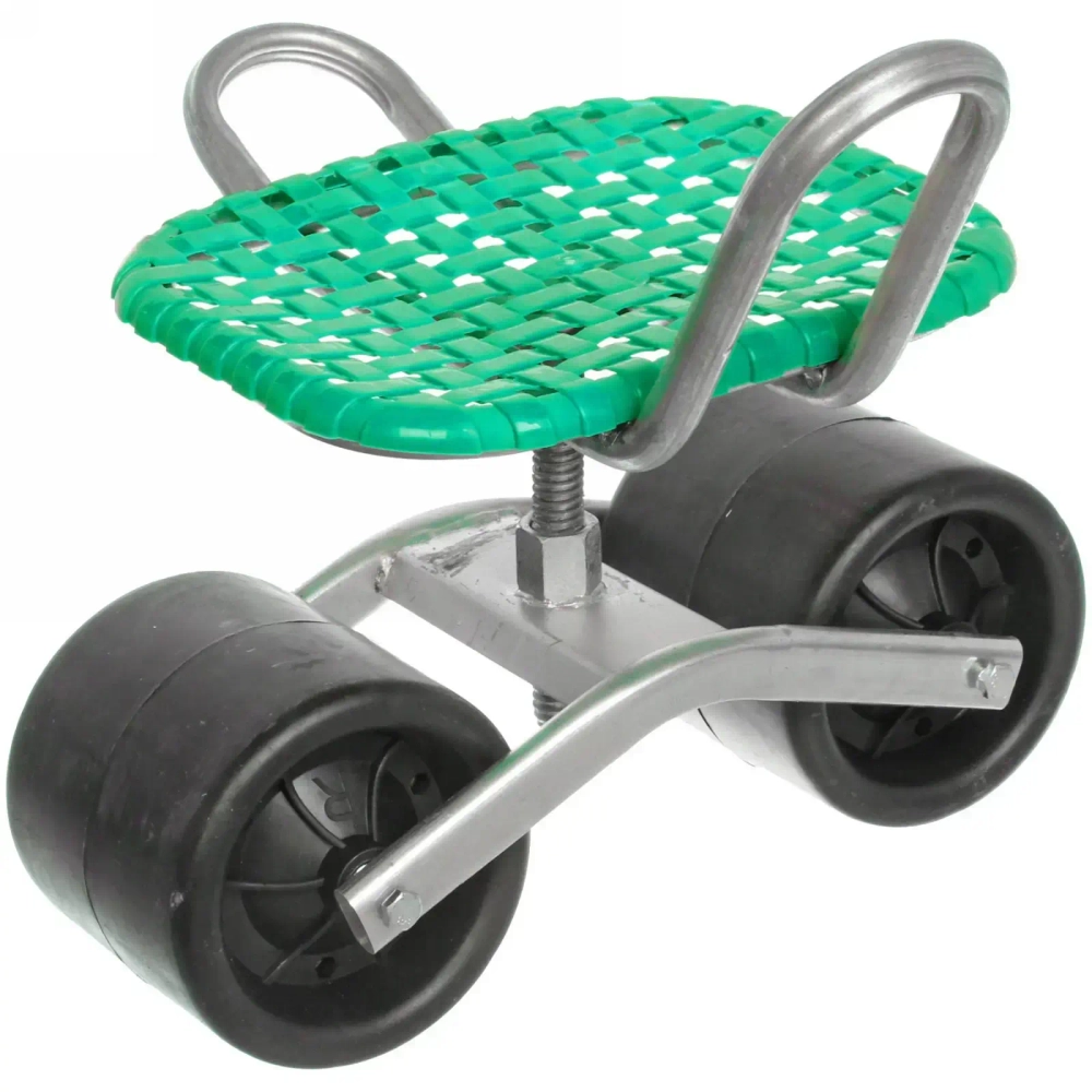 Стул садовый на колесах для прополки и работы в саду 35*47*14см с поворотным механизмом(360°), цвет зеленый