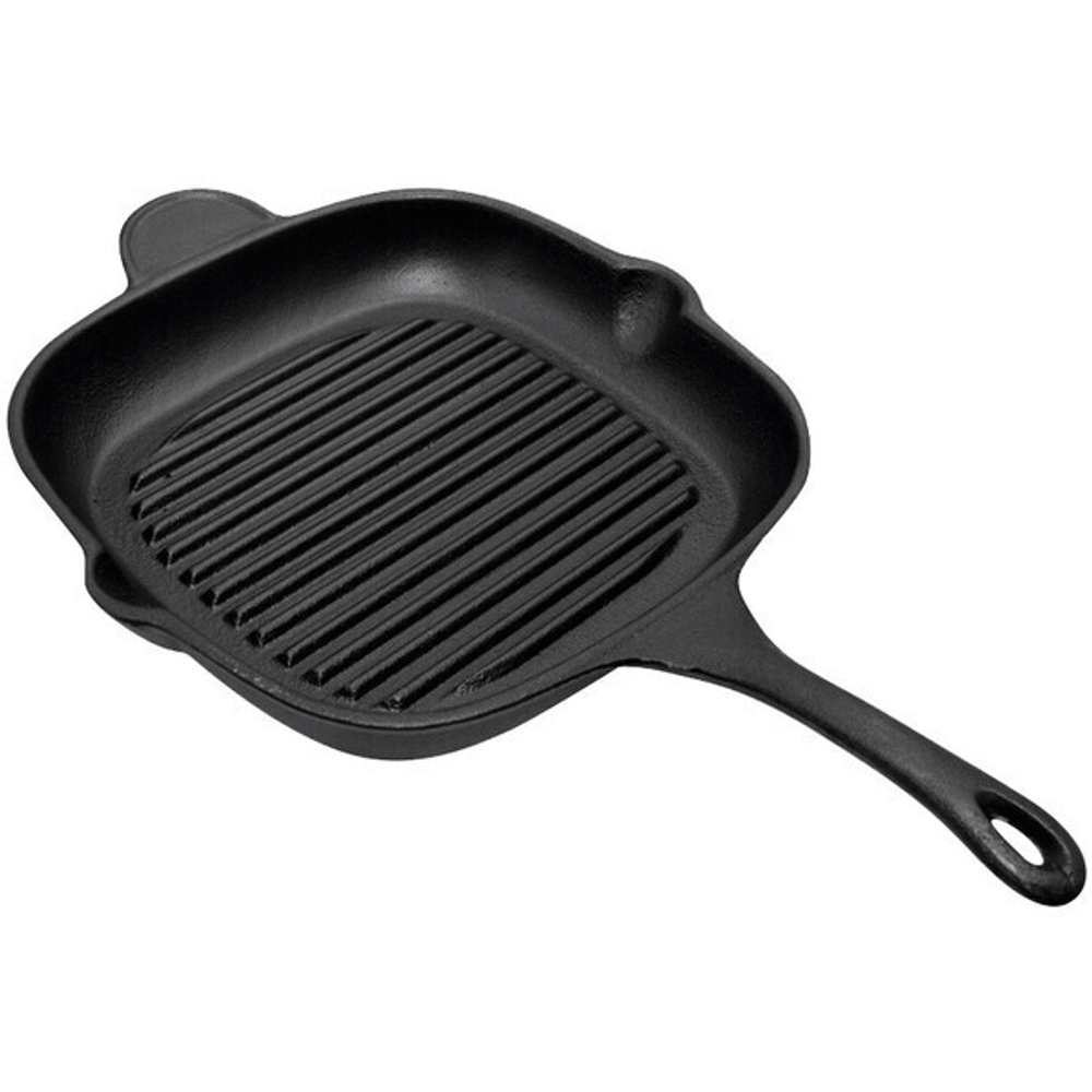 Сковорода-гриль чугунная 28*28 см с чугунной ручкой, квадратной формы, PADELLA