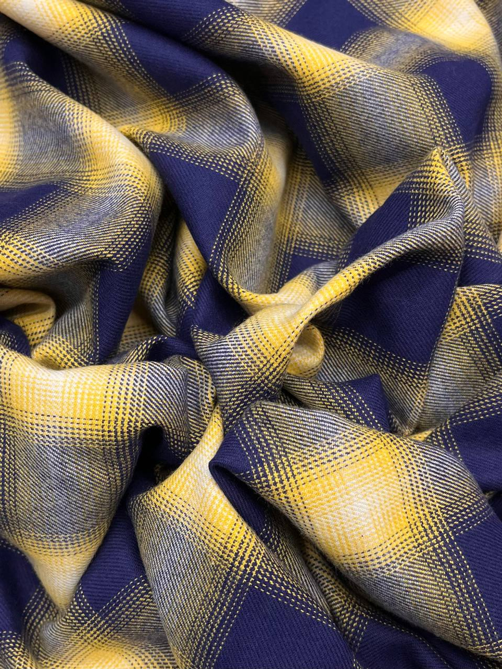 Хлопок фланель Canclini синий в желтую клетку