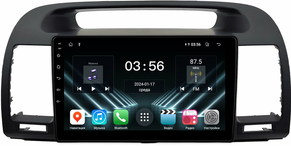 Магнитола Toyota Camry 30 2001-2006 (рамка черная) - FarCar DX3020M монитор 9" IPS на Android 13, 4+64Гб, CarPlay