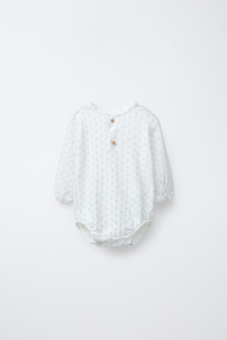 ZARA БОДИ С ПРИНТОМ, СВЕТЛЫЙ ЭКРЮ