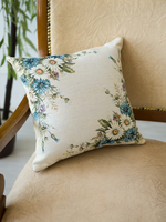 Декоративный гобеленовый чехол для интерьерной подушки Васильки и ромашки 38*38