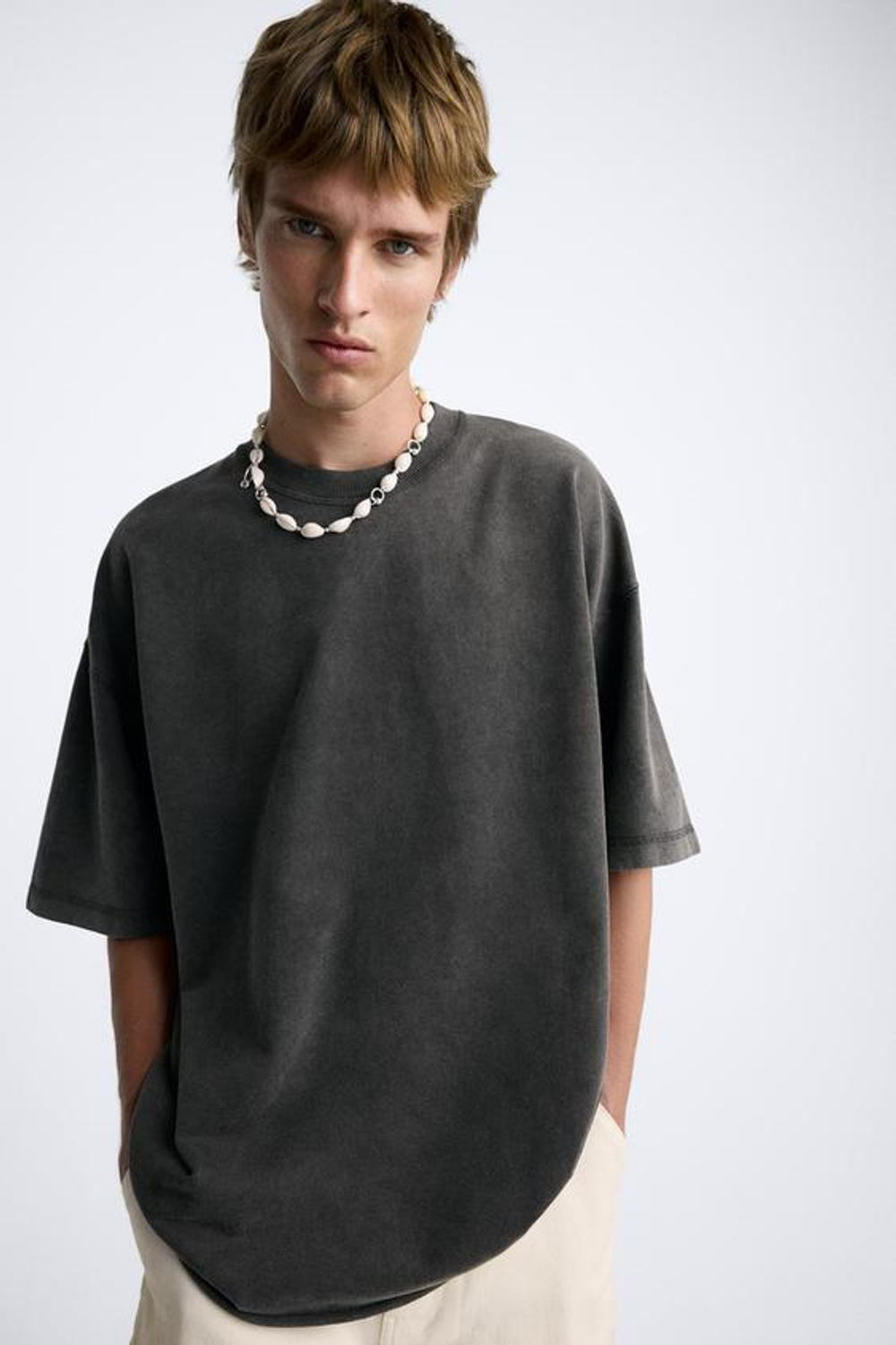 ZARA ТОЛСТОВКА В СТИЛЕ OVERSIZE С ПОТЕРТЫМ ЭФФЕКТОМ, ЧЕРНЫЙ