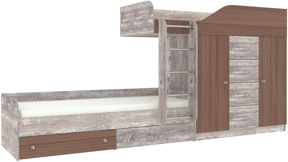 Двухъярусная кровать КарИВи Астра 6 Бетон Бодего Темный