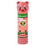 Клей-карандаш «Зверята: кошка, мышка, хрюшка», 9 г, фигурный колпачок, 3 шт./блистер, BRAUBERG KIDS.