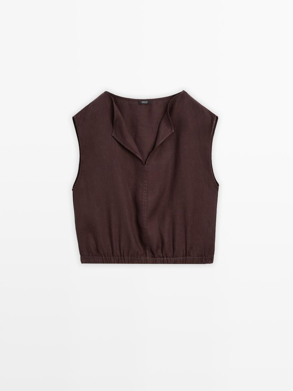 Massimo Dutti Льняная блузка, баклажанный