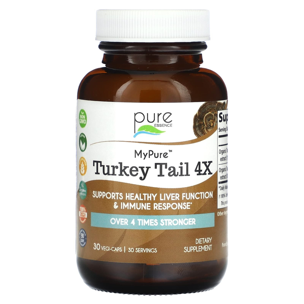 Pure Essence, MyPure, трутовик разноцветный 4X, 30 растительных капсул