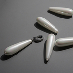 Хрустальный жемчуг, оттенок "Белый", полупросверленная капля, 30,5*8,5мм