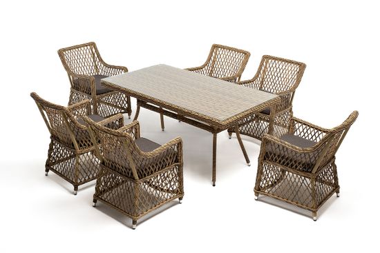 "Латте" обеденная группа плетеная, цвет соломенный