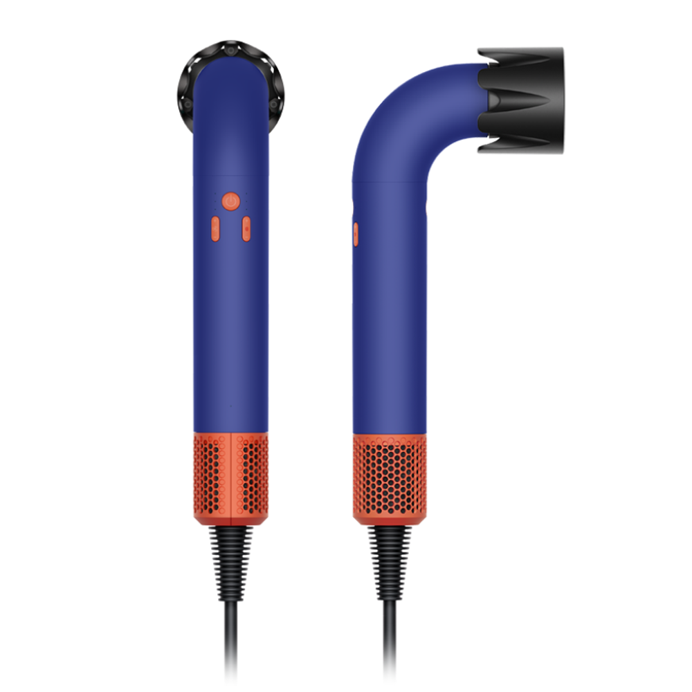 Фен Dyson HD18 Supersonic r Professional Curly+Coily (Vinca Blue/Topaz Orange) (2023) Фен для волос цвета «перванш/оранжевый топаз». Подходит для кудрявых (с любой упругостью завитков) и волнистых волос любой длины