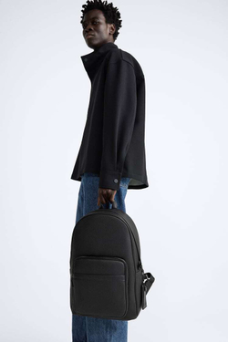 ZARA РЮКЗАК С ГРАВИРОВКОЙ, ЧЕРНЫЙ