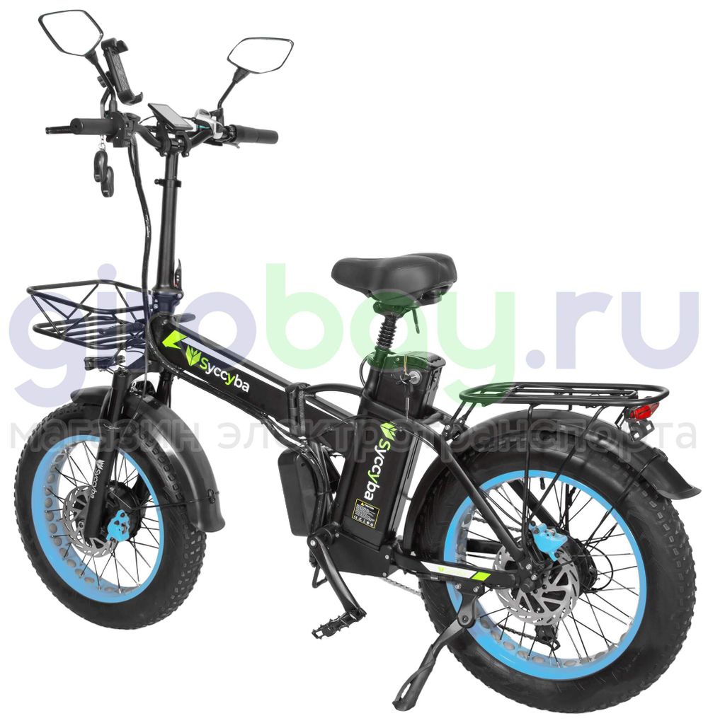 Электровелосипед Syccyba F10 Pro Dual 48V/15Ah (полный привод) - Синий обод фото №7
