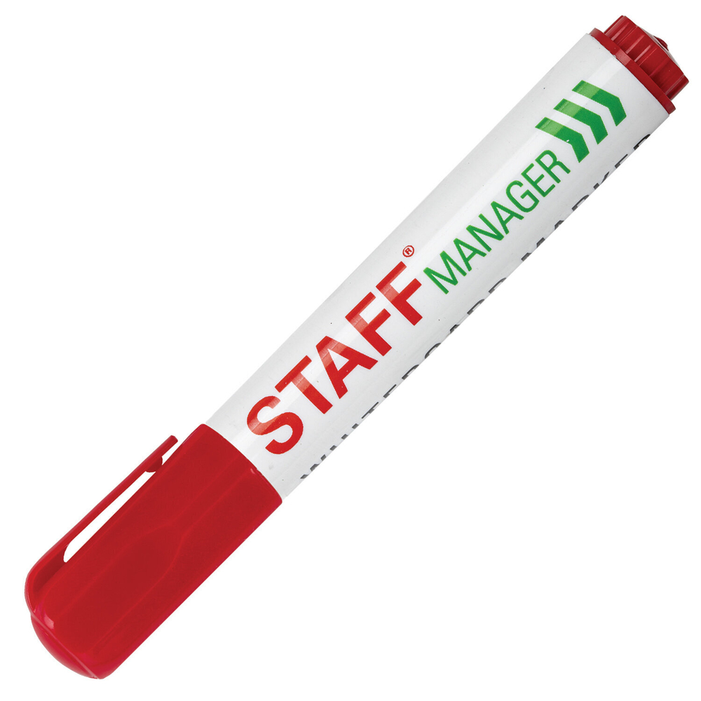 Маркер стираемый для белой доски бордовый STAFF "Manager" WBM-491 5 мм с клипом (48 штук в упаковке)