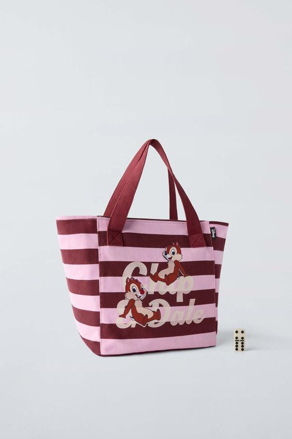ZARA СУМКА-ШОПЕР CHIP AND DALE © DISNEY, РОЗОВЫЙ
