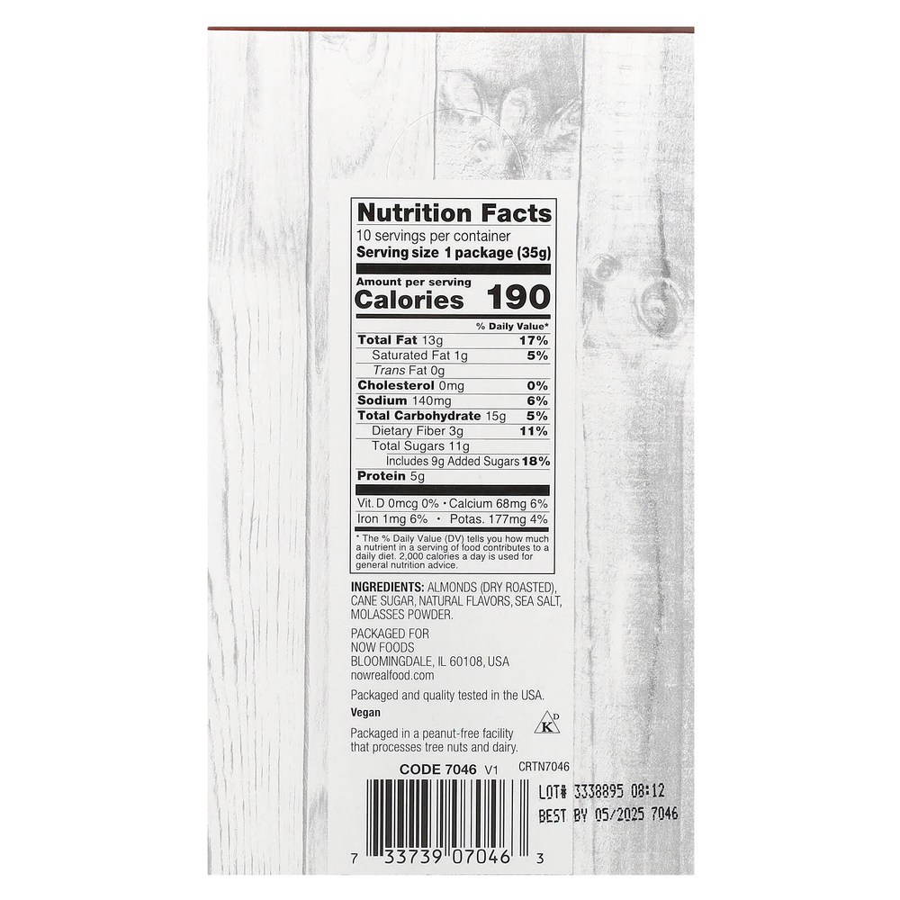 NOW Foods, Миндаль с соленой карамелью, 10 порционных пакетиков, 35 г (1,25 унции)