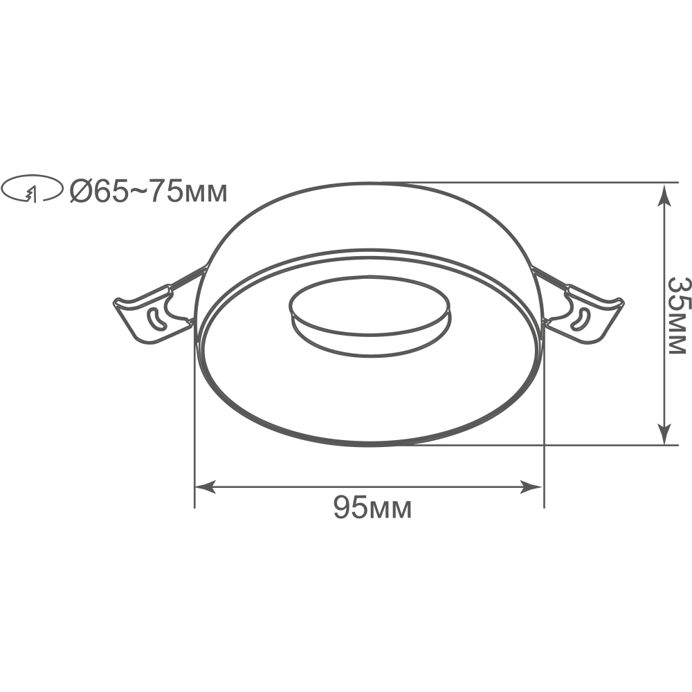 Светильник встраиваемый, GU10, D95xH35мм, IP20, черное основание, белый плафон, без лампы