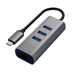 USB-концентратор Satechi USB-C с 3 портами USB 3.0 и Ethernet (RJ45) (ST-TC2N1USB31AM) серый космос