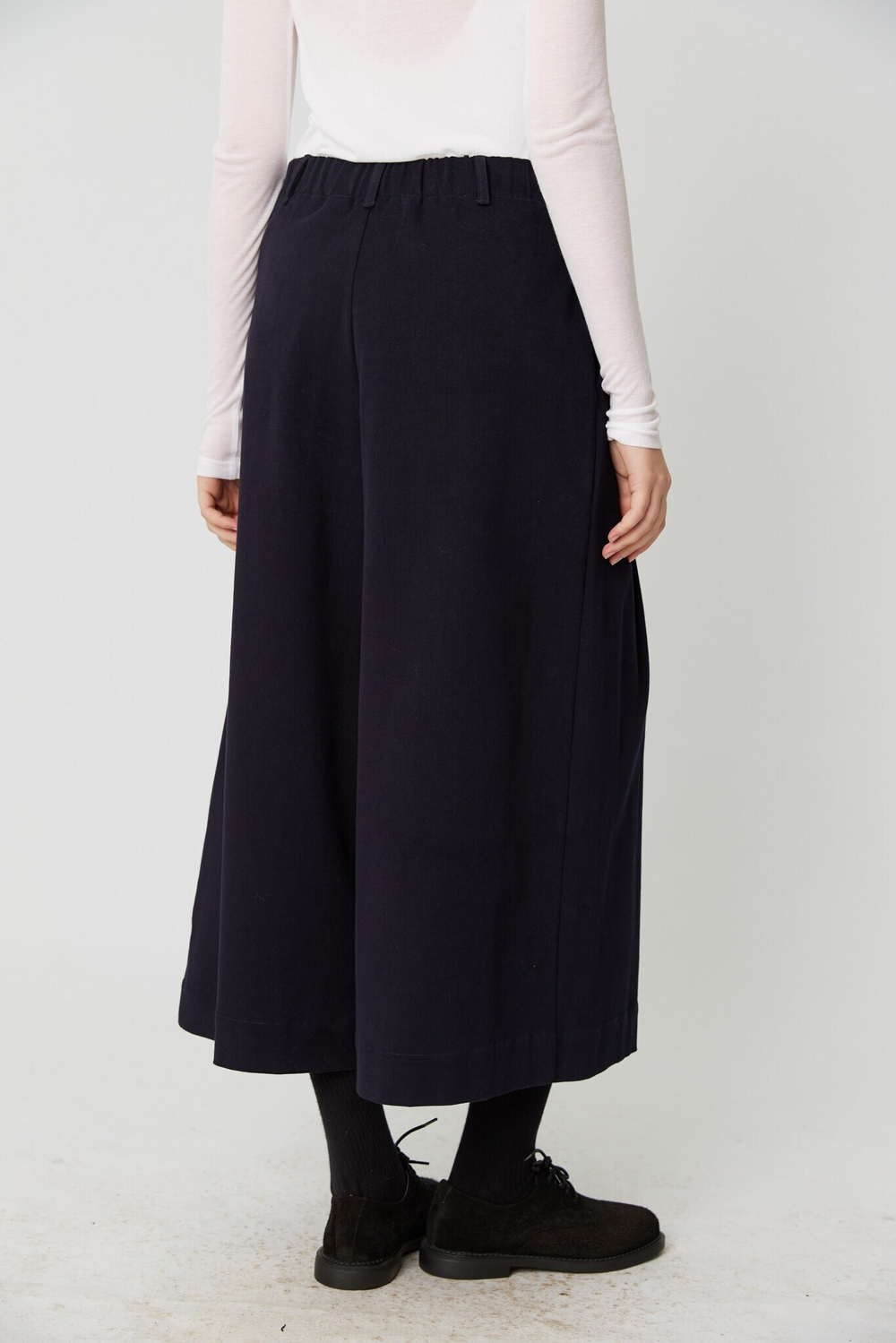 Кюлоты темно-синего цвета из бархатистого хлопка