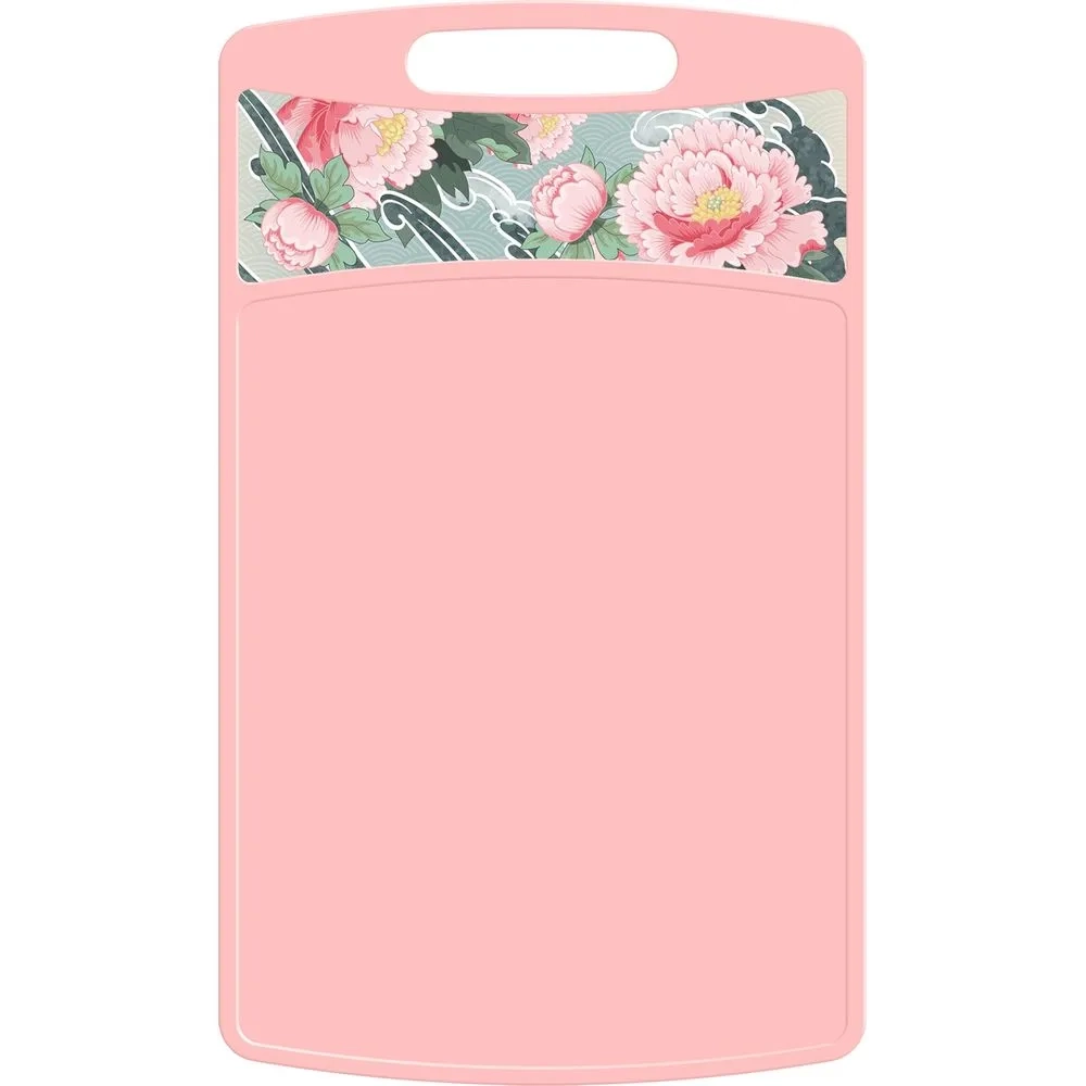 Доска разделочная "Bergamo" прямоугольная 260*155*3,5мм с декором "Сад пионов" (розовый) (упаковка 2