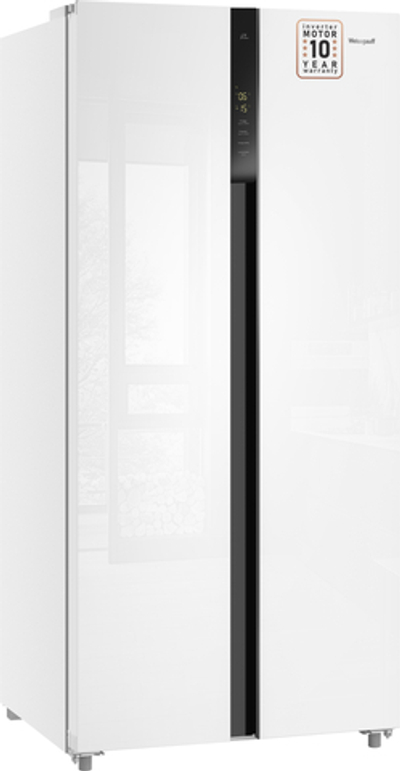 Weissgauff WSBS 500 Inverter NoFrost White Glass