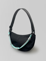 Сумка 5001 текстильная на молнии с плетеным бирюзовым ремешком в комплекте