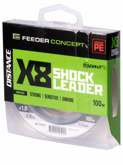 Шок-лидер плетёный Feeder Concept Flat Method х8 SHOCK LEADER Dark Gray 100м, 0.16мм