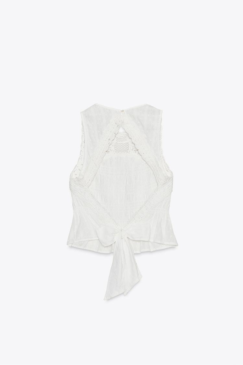 ZARA ТОП ИЗ КРУЖЕВА КРОШЕ С ОТКРЫТОЙ СПИНОЙ, БЕЛЫЙ