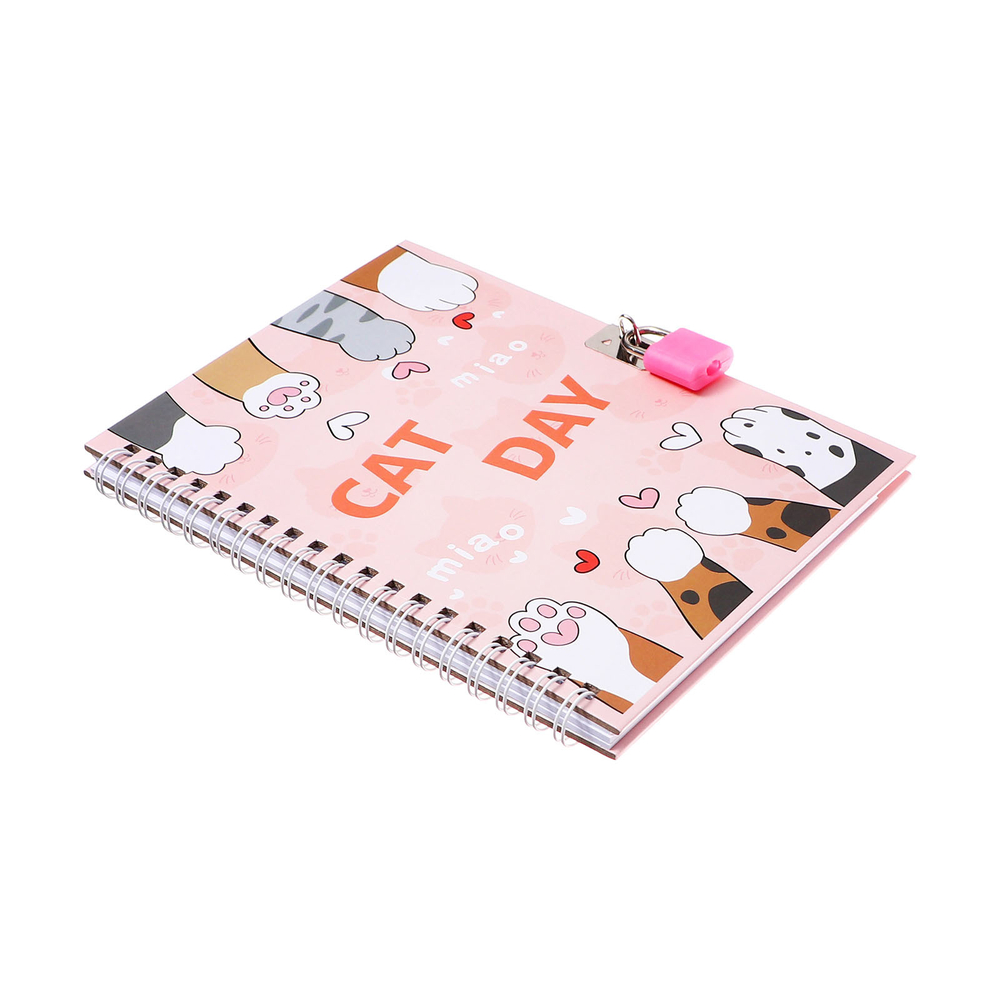 Записная книжка подарочная, 45 листов, линия, на замке, на гребне, Лапки (17,8х13см)   10549455