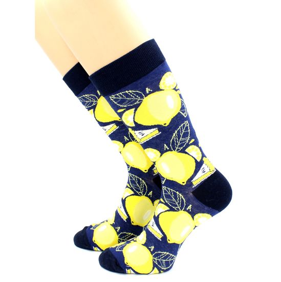 Носки с принтом "Лимоны" темно-синие Hobby Line