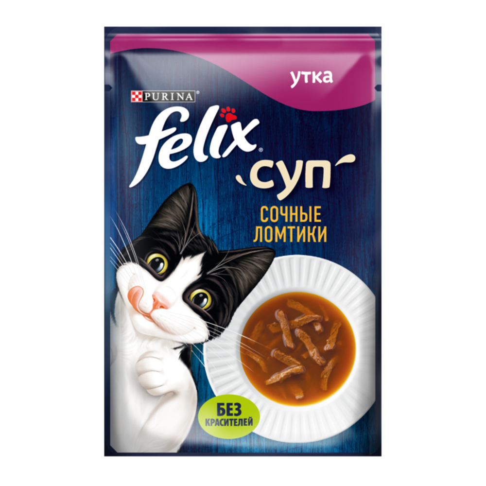 Felix 48г пауч Суп Влажный корм для кошек Утка
