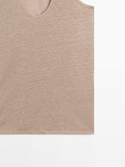 Massimo Dutti Топ на бретелях из 100% льна, дымчатый