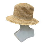 Канотье пшеница Солнышко с бежевой лентой