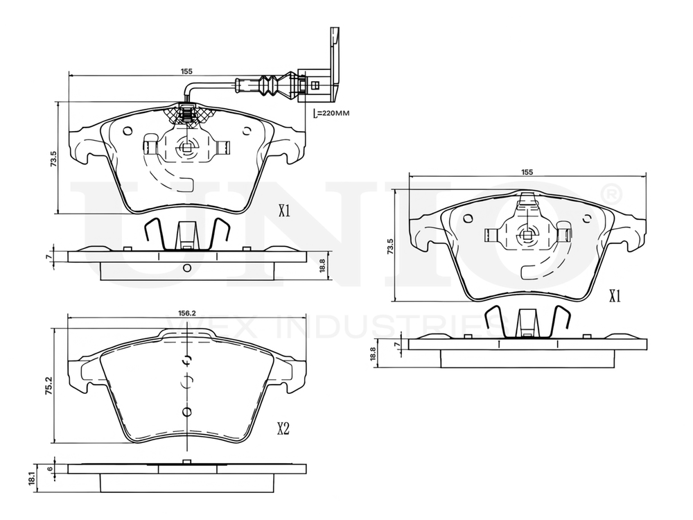 Колодки тормозные диск. передние с датчиком UNIO BRP-20391