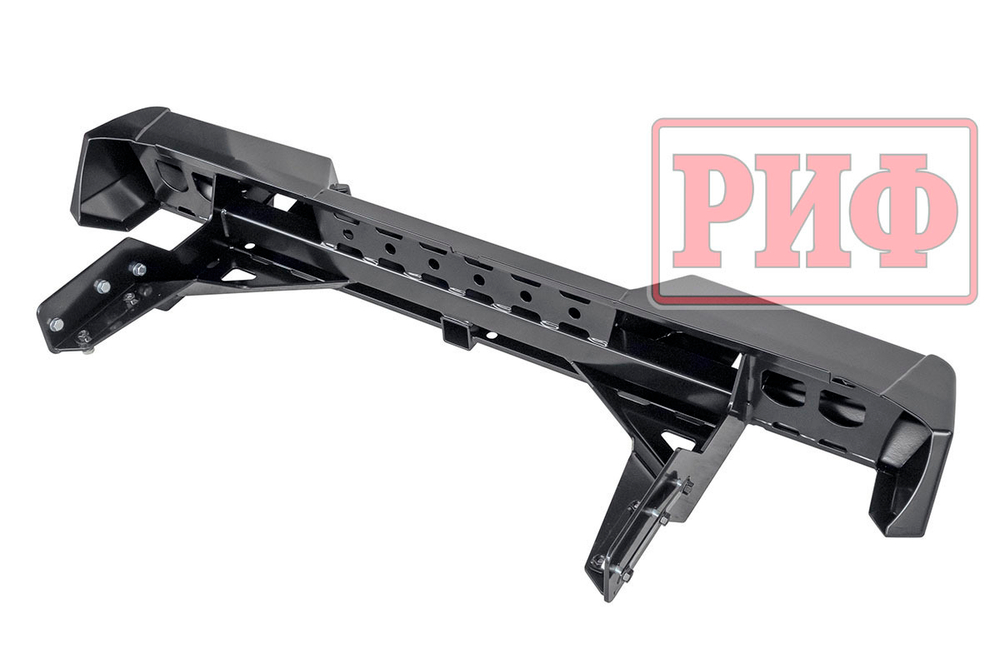 Бампер силовой задний Mitsubishi L200 2019+ с квадратом под фаркоп и фонарями РИФ