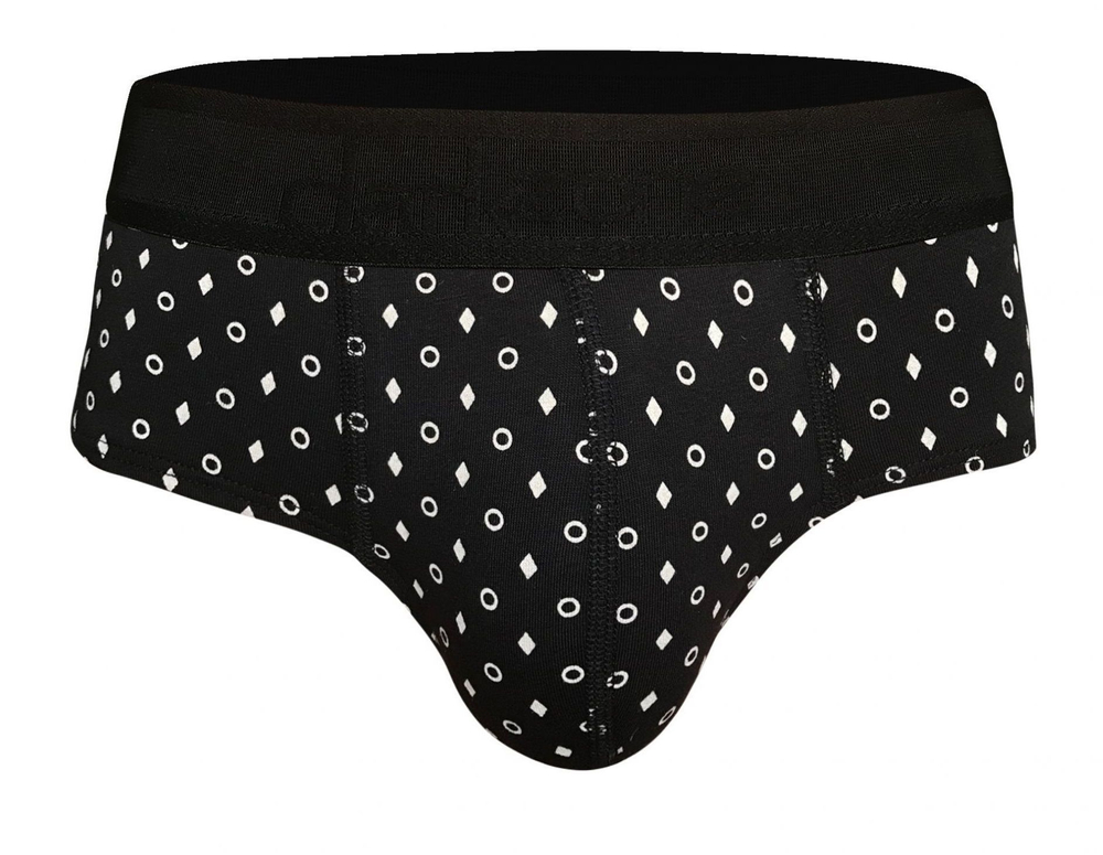 Черные хлопковые брифы с принтом и брендированной резинкой (Размер: XL) (Цвет: черный)