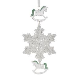GAEM Украшение новогоднеe подвеска"Снежинка с лошадками", L11,5 W0,5 H24 см