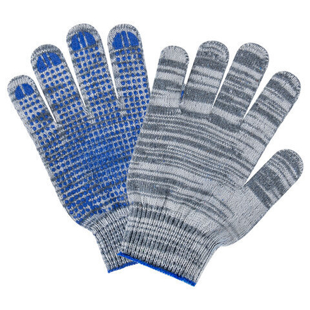 Перчатки хлопчатобумажные плотные, КОМПЛЕКТ 100 ПАР, 10 класс, 50-52 г, 133 текс, ПВХ-точка LAIMA ЛЮКС 2, СЕРЫЕ