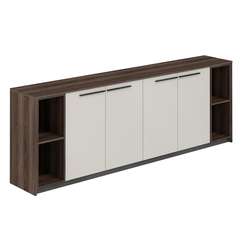 RF.328.DA.PG.DA / Шкаф низкий (2 шт) с 2-мя стеллажами, 2440х410х842 / корпус: дуб адриа, фасады: жемчужно-серый