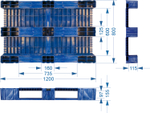 Паллет 1200x800х150 сплошной, на 3-х полозьях желтый, арт. TR 1208-1 желтый, код: 08950