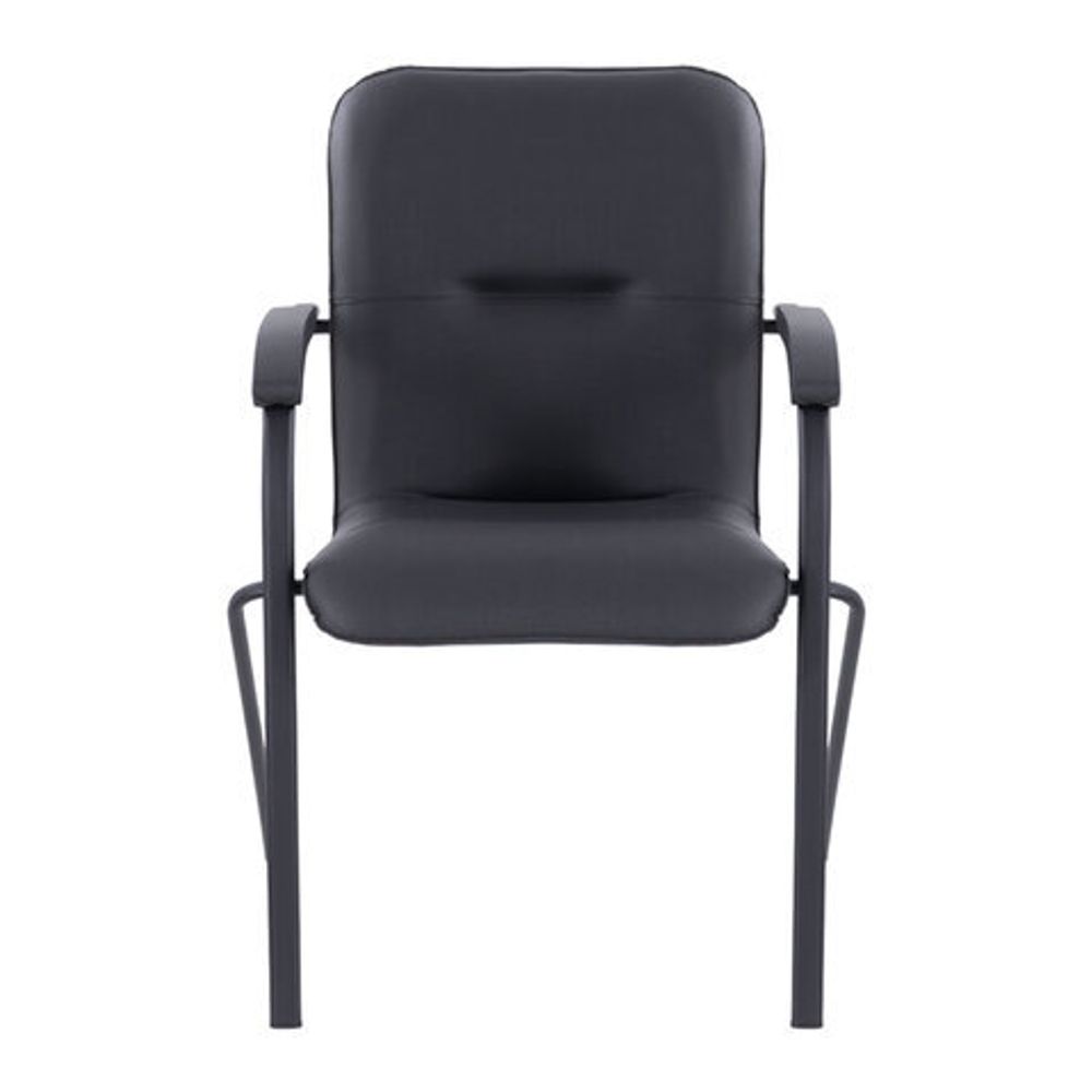 Кресло для приемных и переговорных BRABIX "Samba CF-107", черный каркас, кожзам черный, собранное, 533189