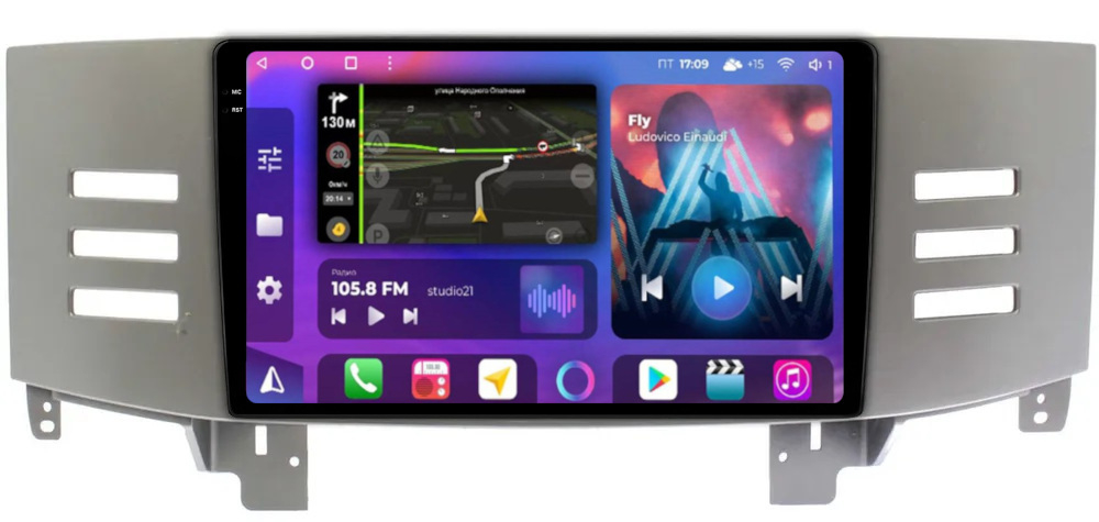 Магнитола для Toyota Mark X 2004-2009 (правый руль) - FarCar BM9-2K-9120 монитор 9.5" 2K QLED на Android 14, TS10, 4+32Гб, CarPlay, 4G SIM-слот