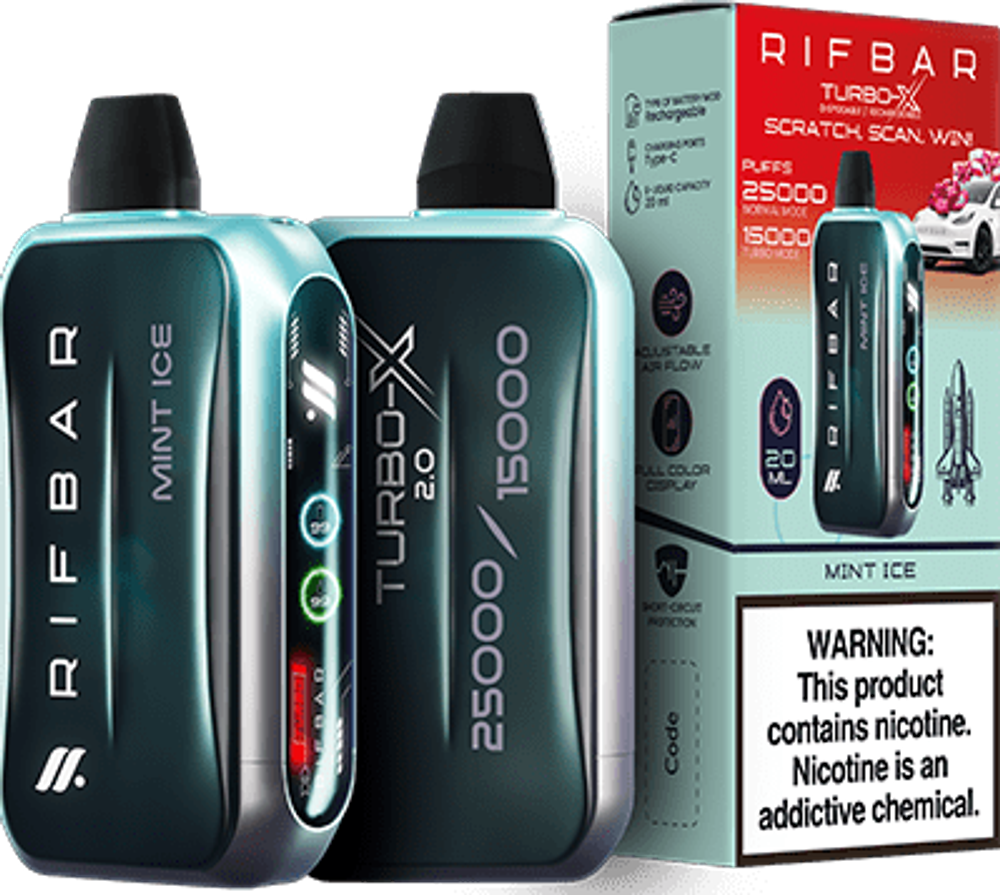 RIFBAR TURBO X 25000 - Mint Ice (5% nic)