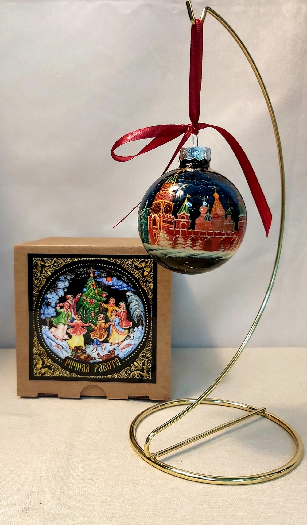 Шар новогодний с ручной росписью  Палех "Москва"