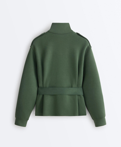 Oysho Куртка с поясом, зеленый