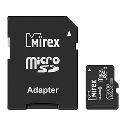 Карта памяти 128GB Class 10 MIREX UHS-I +SD adapter