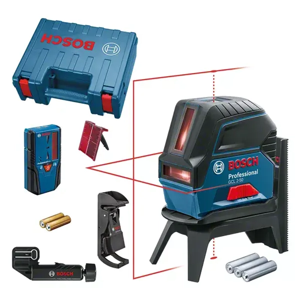Комбинированный лазер BOSCH GCL 2-50+LR6+RM1+BM3+КЕЙС 0601066F01